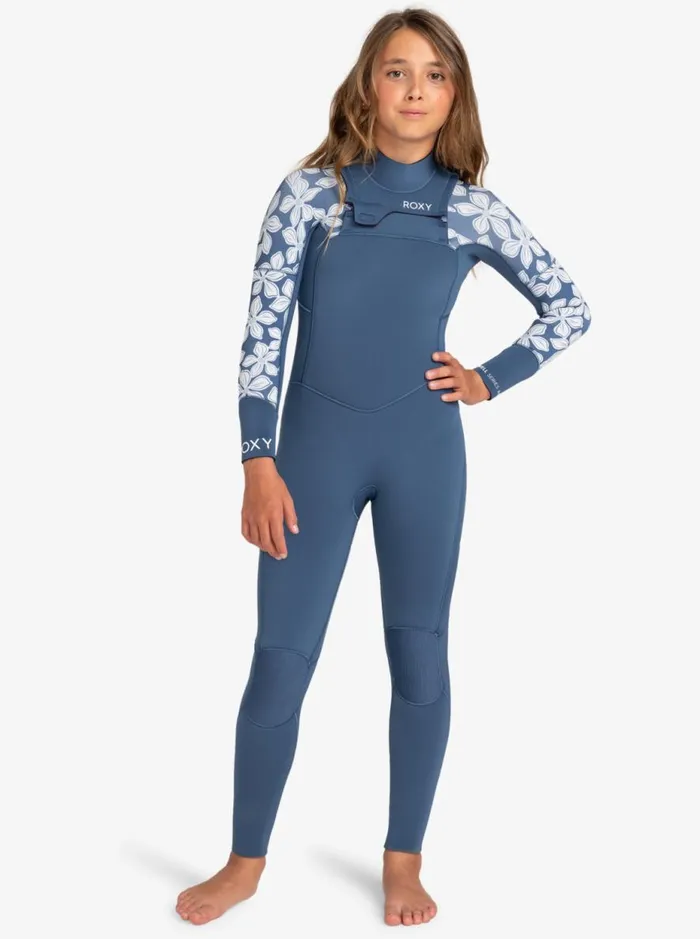 543mm Swell Series 8211 Chest Zip Wetsuit For Girls Wild Wind Drifter Floral Kids Roxy Surf