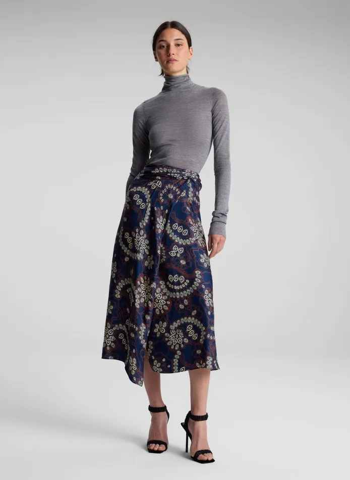ALC Clara Printed Midi Skirt Navycream Women Skirts