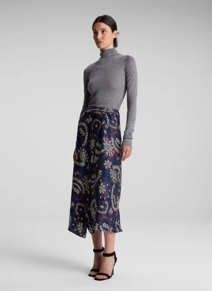 ALC Clara Printed Midi Skirt Navycream Women Skirts