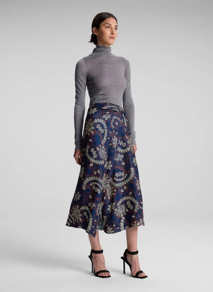 ALC Clara Printed Midi Skirt Navycream Women Skirts