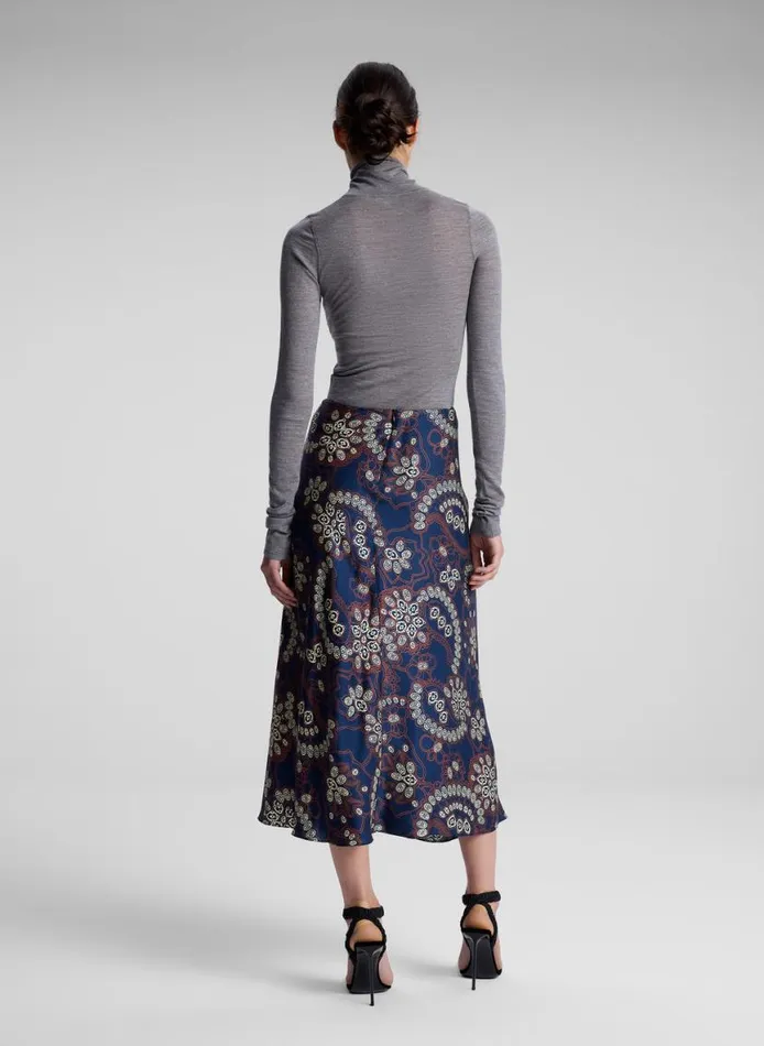 ALC Clara Printed Midi Skirt Navycream Women Skirts