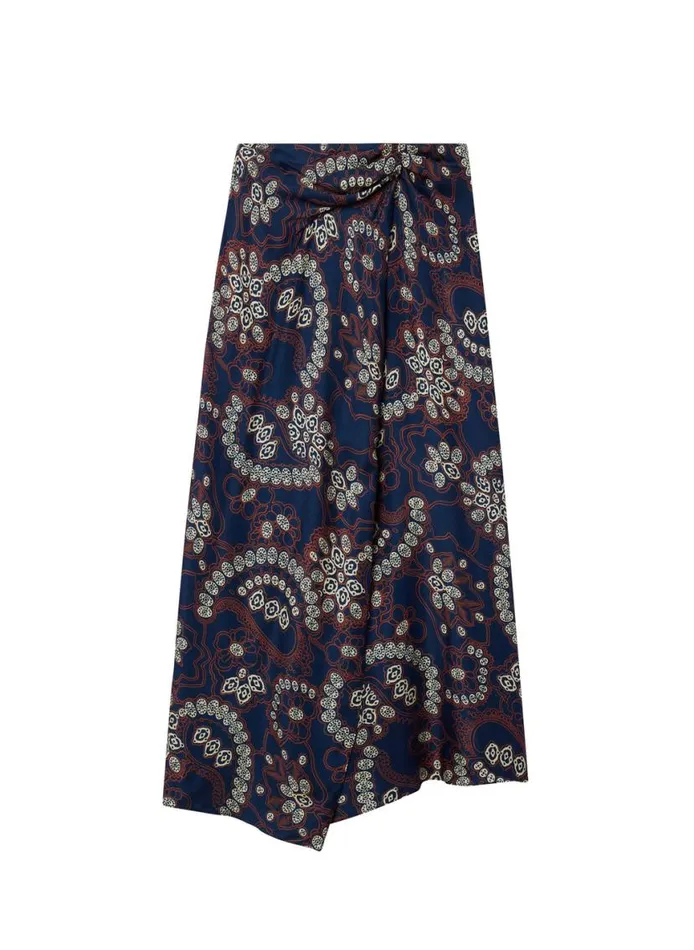 ALC Clara Printed Midi Skirt Navycream Women Skirts