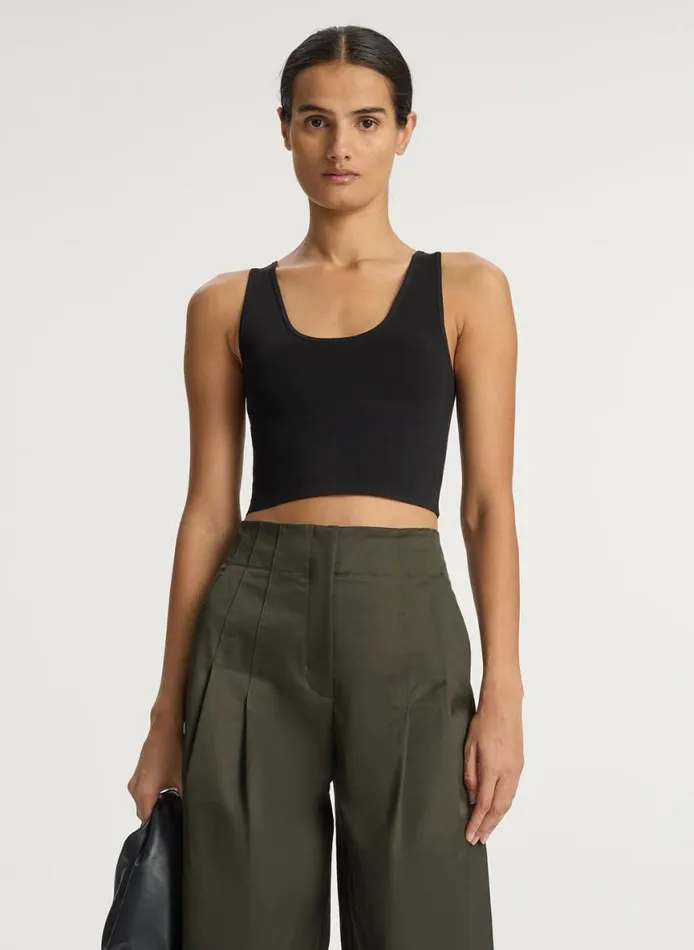 ALC Cleo Compact Knit Top Black Women Tees and Tanks