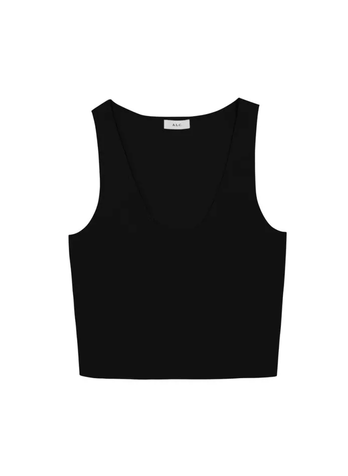 ALC Cleo Compact Knit Top Black Women Tees and Tanks