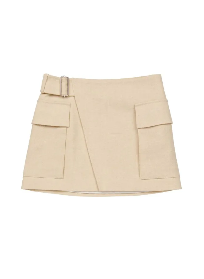 ALC Conan Linen Mini Skirt Barely Beige Women Bottoms