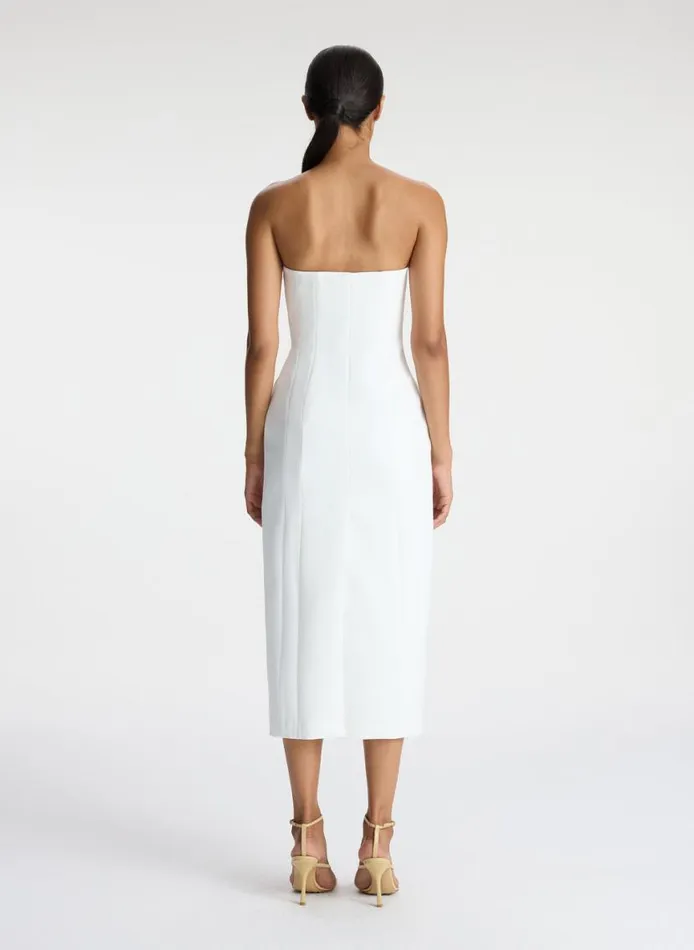 ALC Elizabeth Strapless Midi Dress White Women Dresses