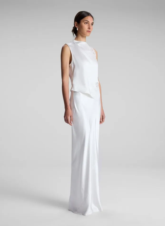ALC Greta Satin Maxi Skirt Whisper White Women Skirts
