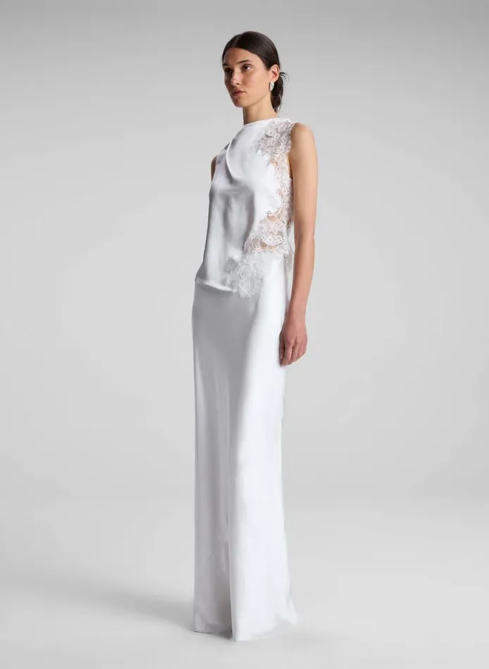 ALC Greta Satin Maxi Skirt Whisper White Women Skirts