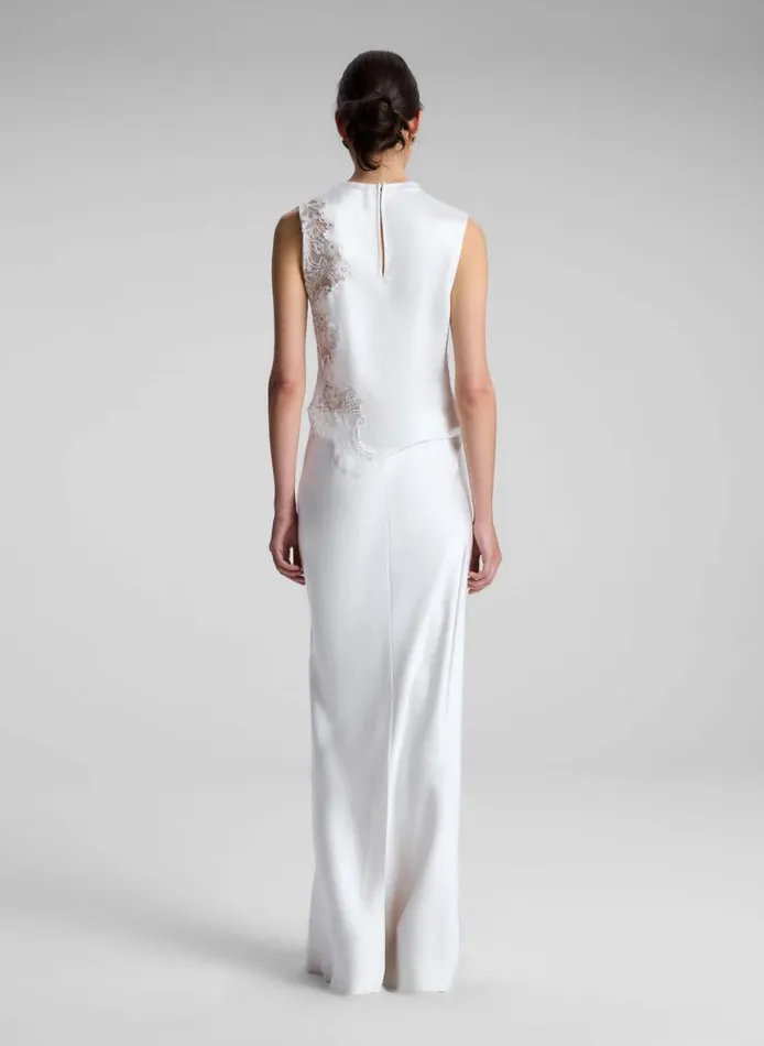ALC Greta Satin Maxi Skirt Whisper White Women Skirts