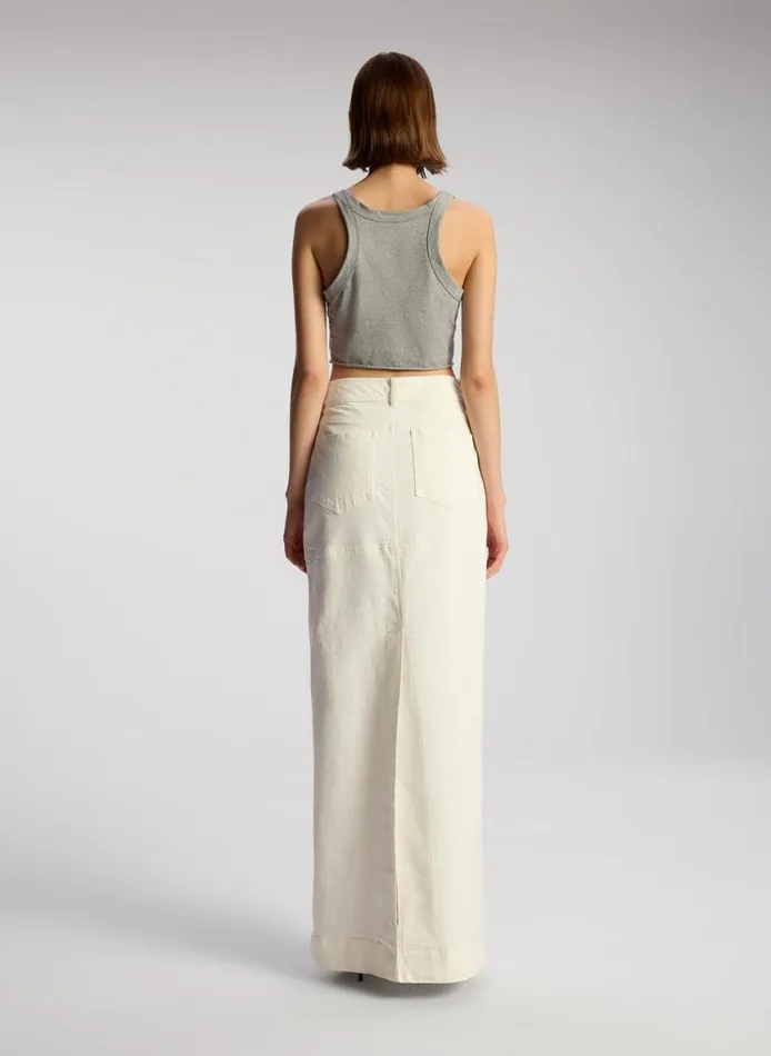 ALC Halsey Cropped Cotton Rib Tank Grey Melange Women Tees and Tanks