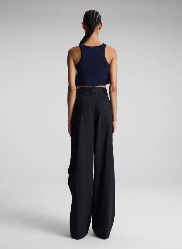 ALC Halsey Cropped Cotton Rib Tank Maritime Navy Women Tees and Tanks