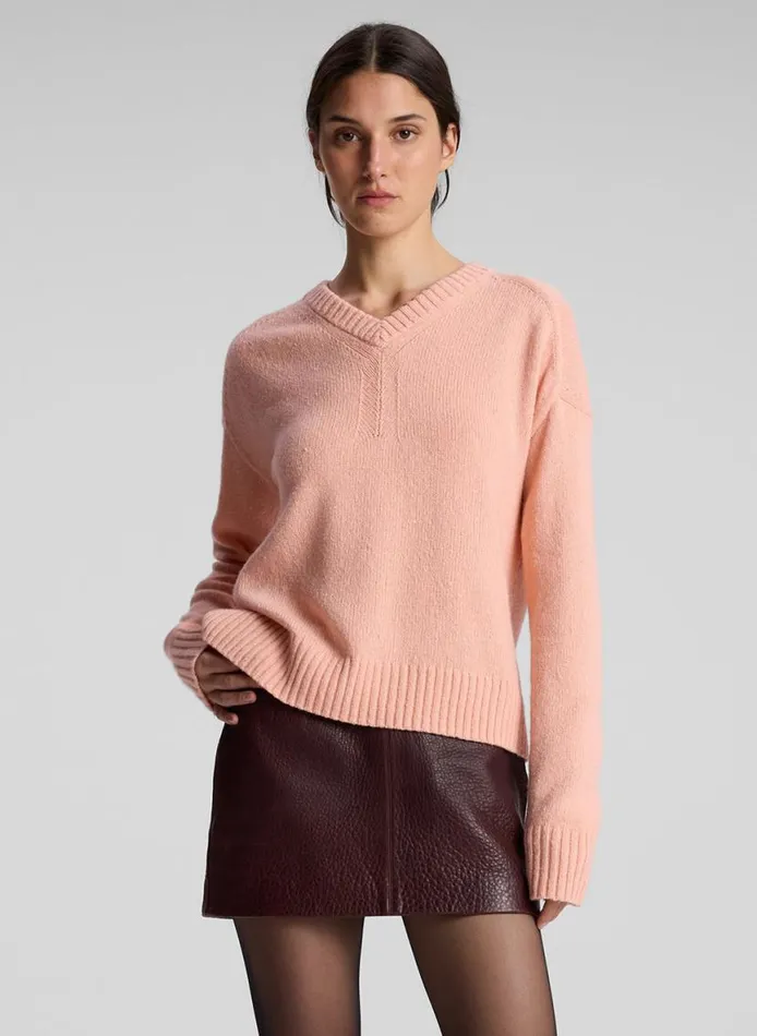 ALC Harley Wool Cashmere V Neck Sweater Salmon Women Sweaters