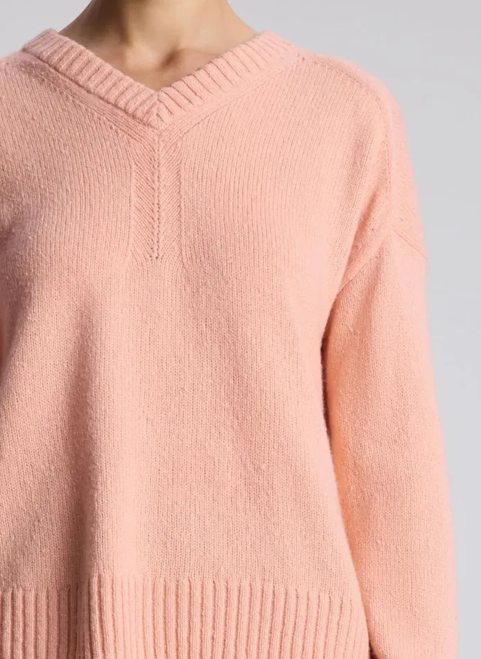 ALC Harley Wool Cashmere V Neck Sweater Salmon Women Sweaters