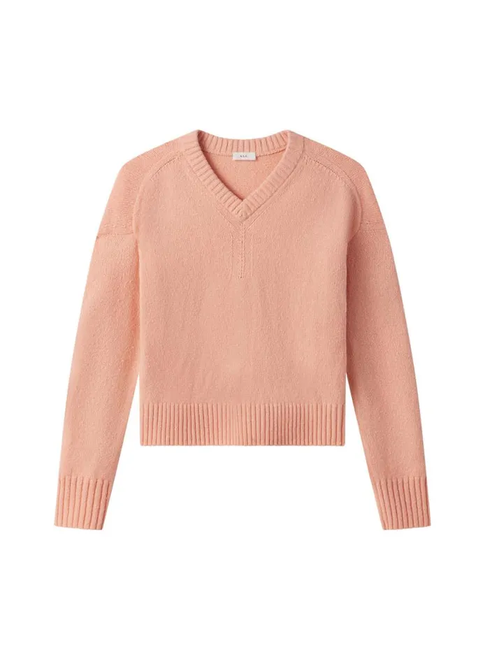 ALC Harley Wool Cashmere V Neck Sweater Salmon Women Sweaters