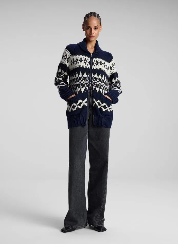 ALC Joanna Merino Fairisle Cardigan Navy Multi Women Knitwear