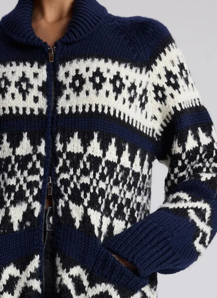 ALC Joanna Merino Fairisle Cardigan Navy Multi Women Knitwear