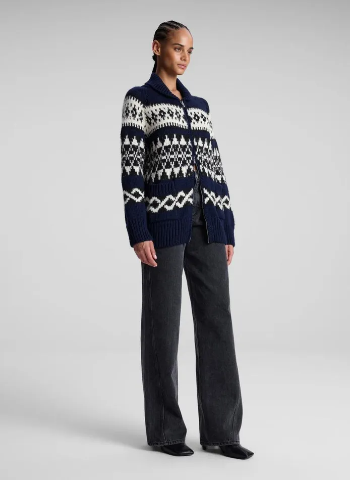 ALC Joanna Merino Fairisle Cardigan Navy Multi Women Knitwear