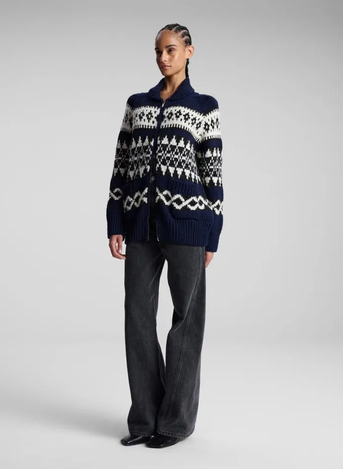 ALC Joanna Merino Fairisle Cardigan Navy Multi Women Knitwear