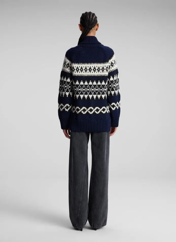 ALC Joanna Merino Fairisle Cardigan Navy Multi Women Knitwear