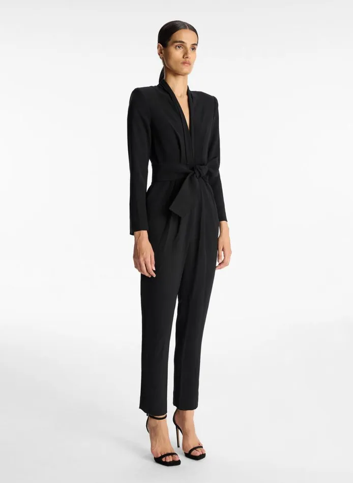 ALC Kieran Crepe Jumpsuit Black Women Bottoms