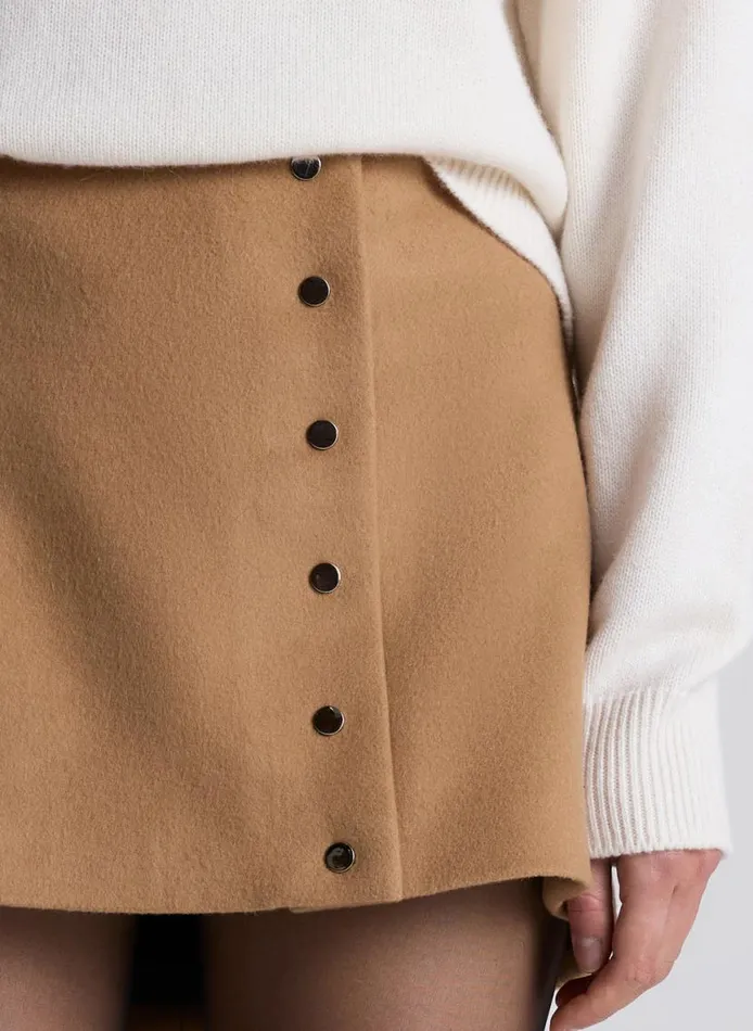 ALC May Wool Cashmere Mini Skirt Camel Women Bottoms