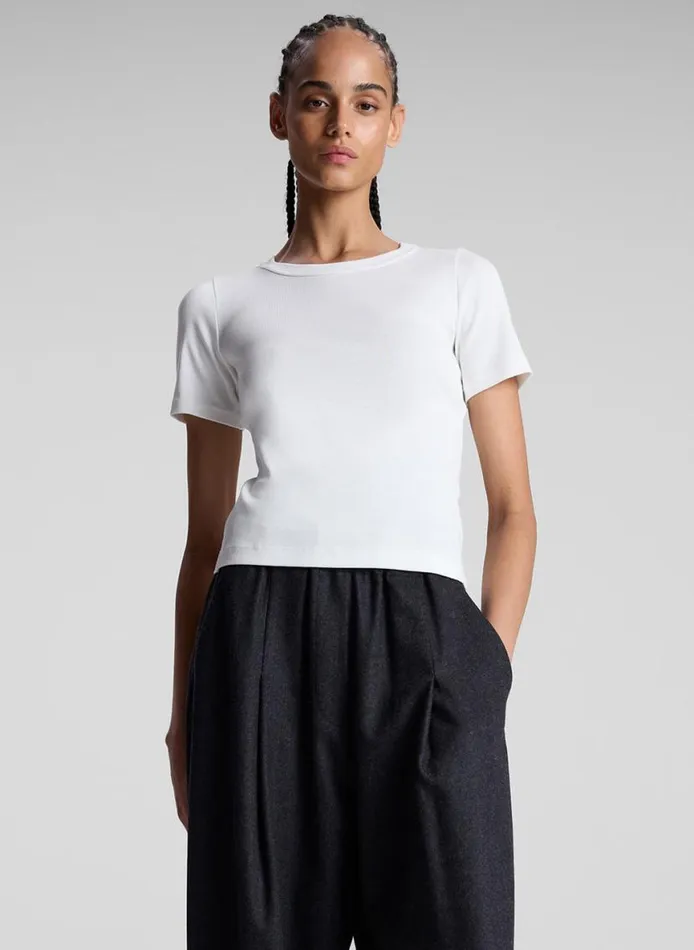 ALC Paloma Cotton Rib Baby Tee White Women Tops
