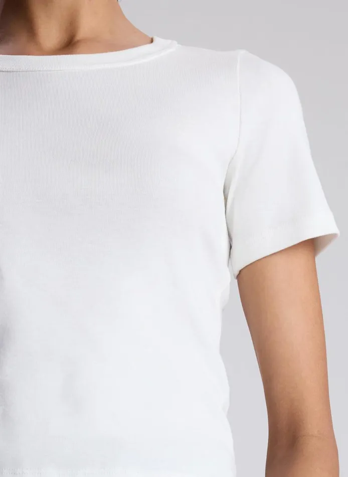 ALC Paloma Cotton Rib Baby Tee White Women Tops
