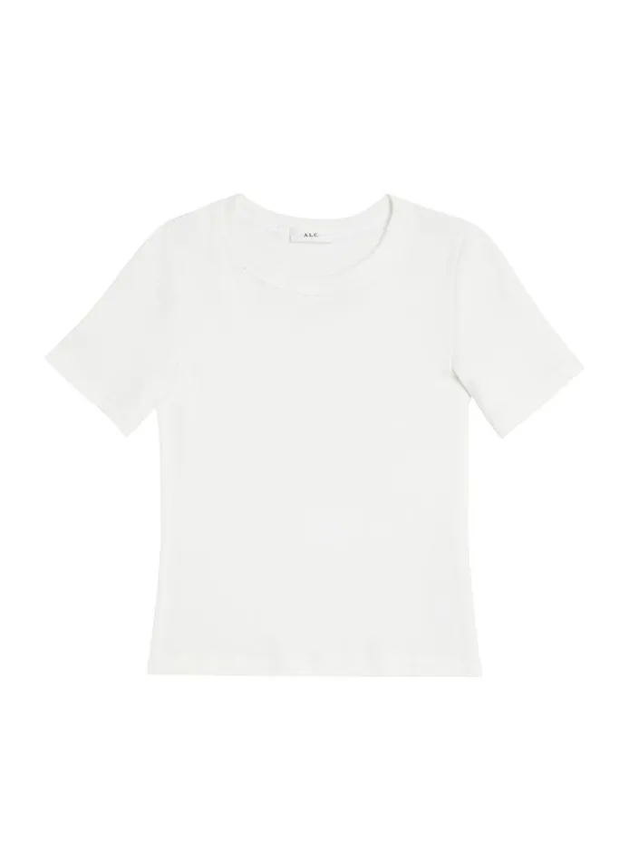 ALC Paloma Cotton Rib Baby Tee White Women Tops