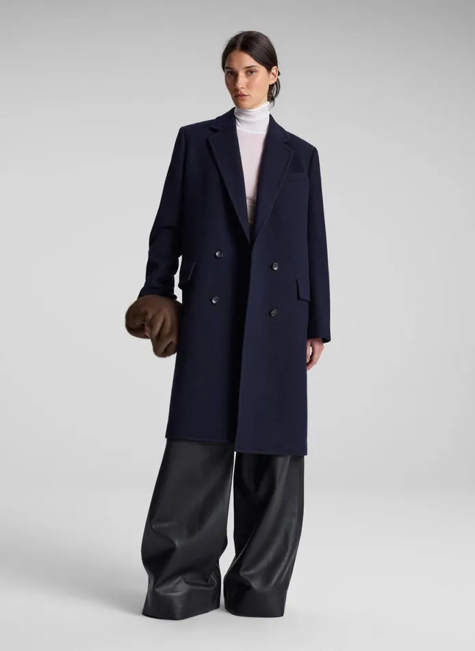 ALC Tanner Oversized Wool Coat Navy Women Jackets and Coats