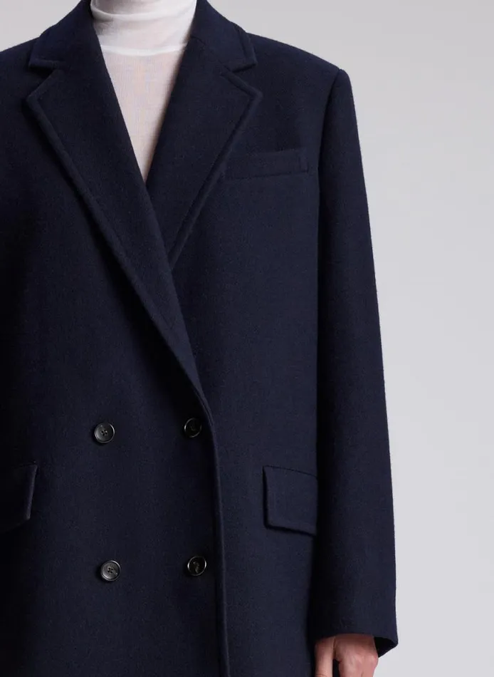 ALC Tanner Oversized Wool Coat Navy Women Jackets and Coats