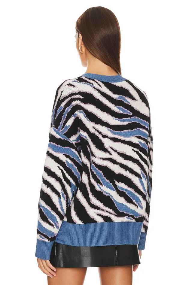 Abstract V Neck Sweater Blue Multi Stripe Women Lovers Friends Sweaters and Knits