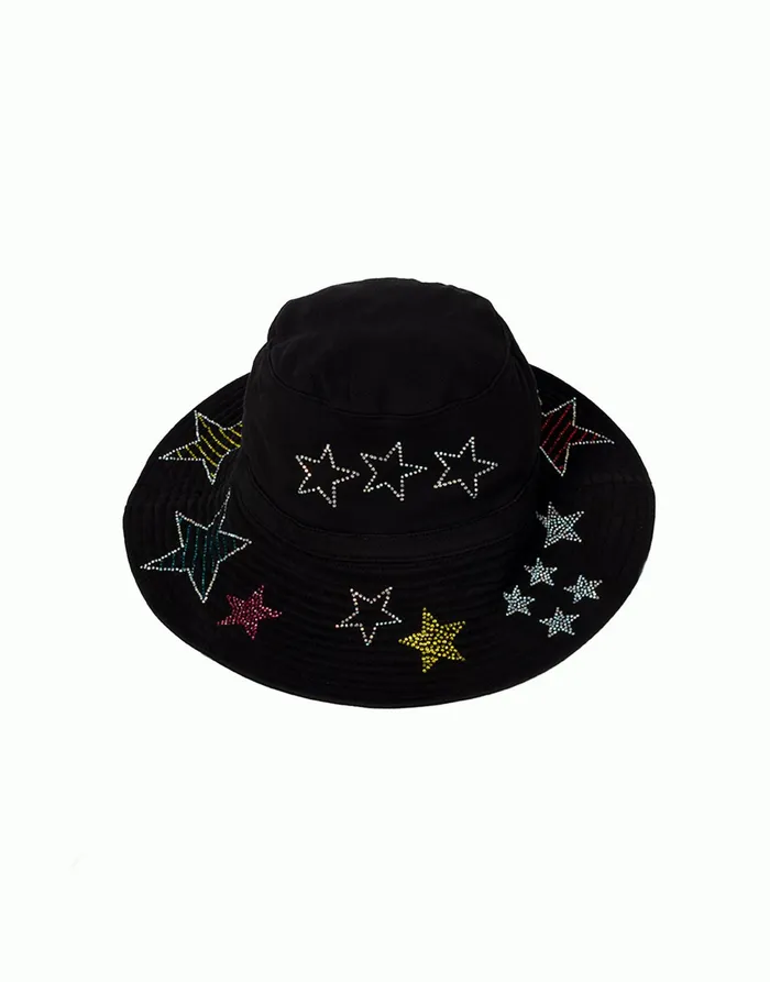 Adina Bucket Hat W Crystal Stars Black Women039s Lauren Moshi Hats
