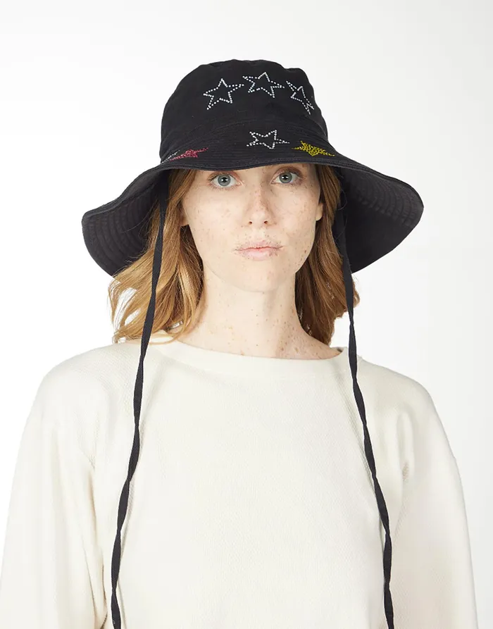 Adina Bucket Hat W Crystal Stars Black Women039s Lauren Moshi Hats