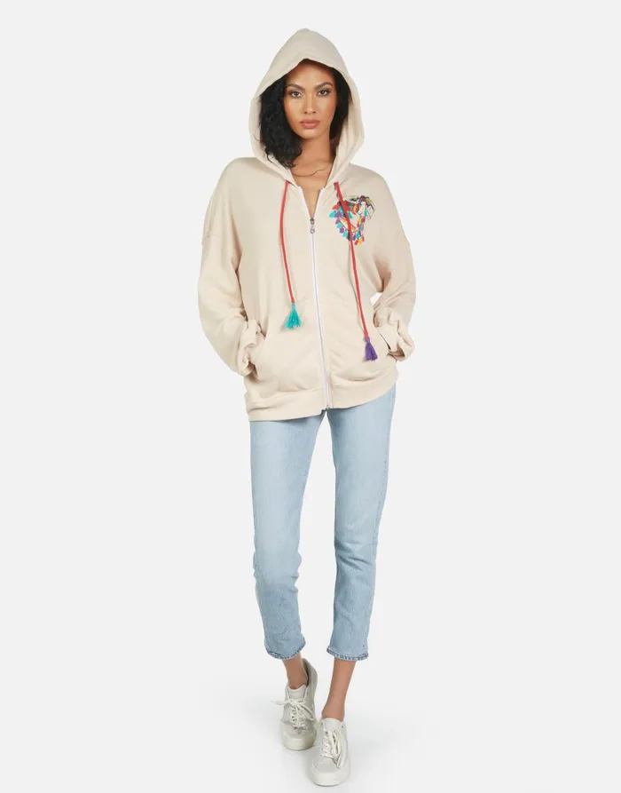 Aisha Peace Love Camel Buff Beigescarlet Women039s Lauren Moshi Hoodies