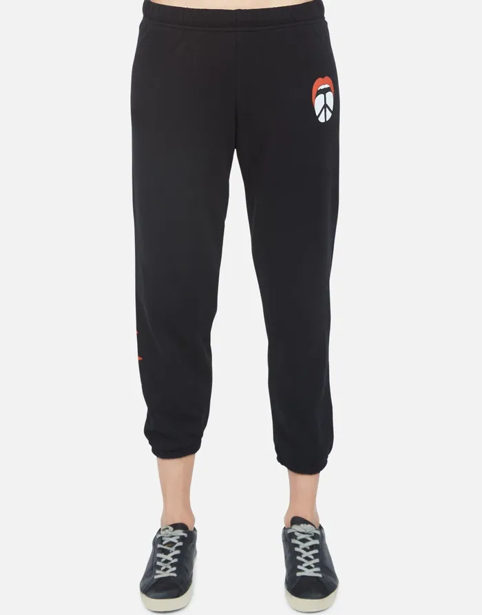 Alana Peace Tongue Black Women039s Lauren Moshi Crop Sweatpants