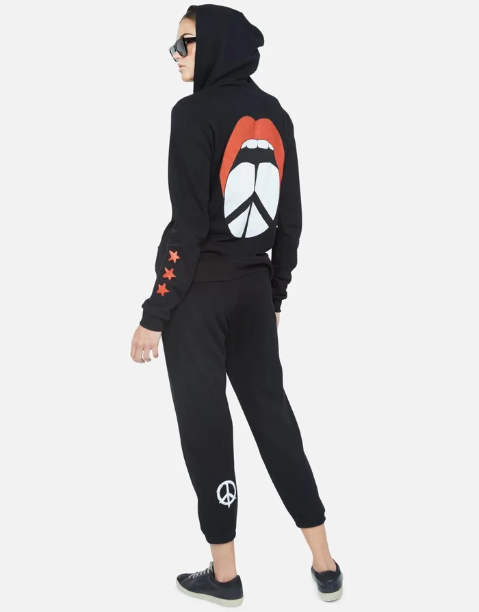 Alana Peace Tongue Black Women039s Lauren Moshi Crop Sweatpants