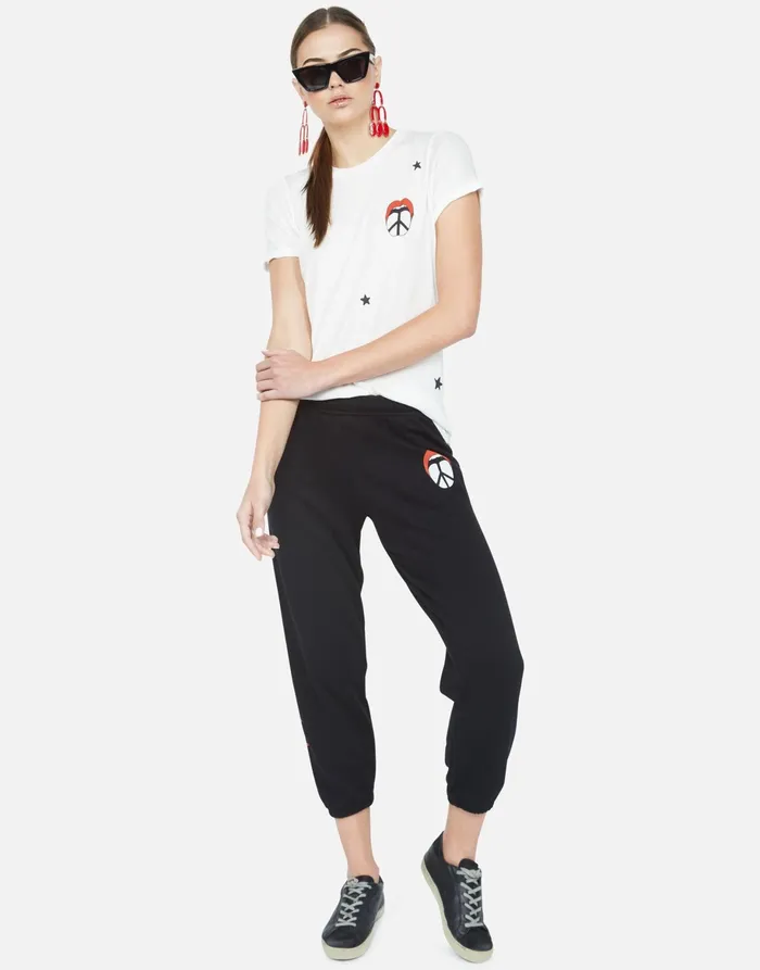 Alana Peace Tongue Black Women039s Lauren Moshi Crop Sweatpants