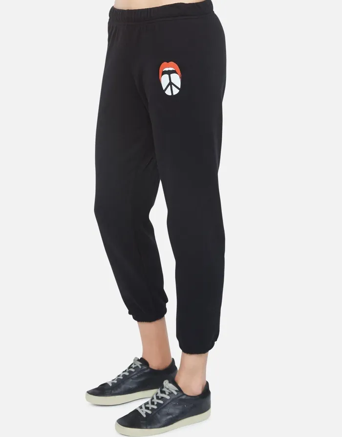 Alana Peace Tongue Black Women039s Lauren Moshi Crop Sweatpants
