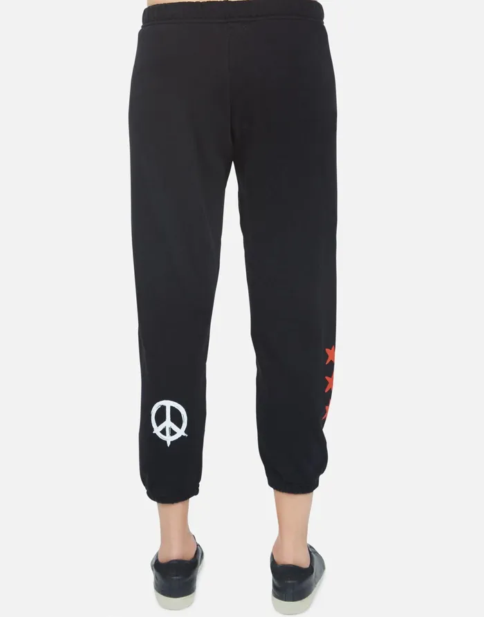 Alana Peace Tongue Black Women039s Lauren Moshi Crop Sweatpants