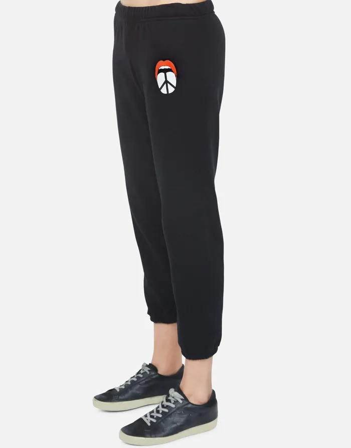 Alana Peace Tongue Black Women039s Lauren Moshi Crop Sweatpants