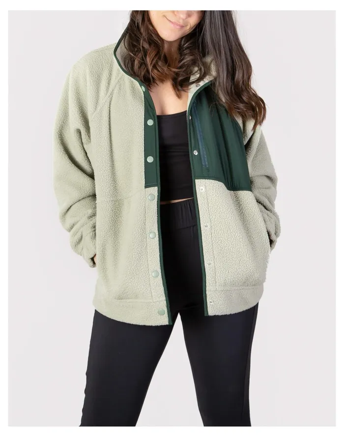 Alder Go Far Fleece Jacket Sage Women Madewell Jackets
