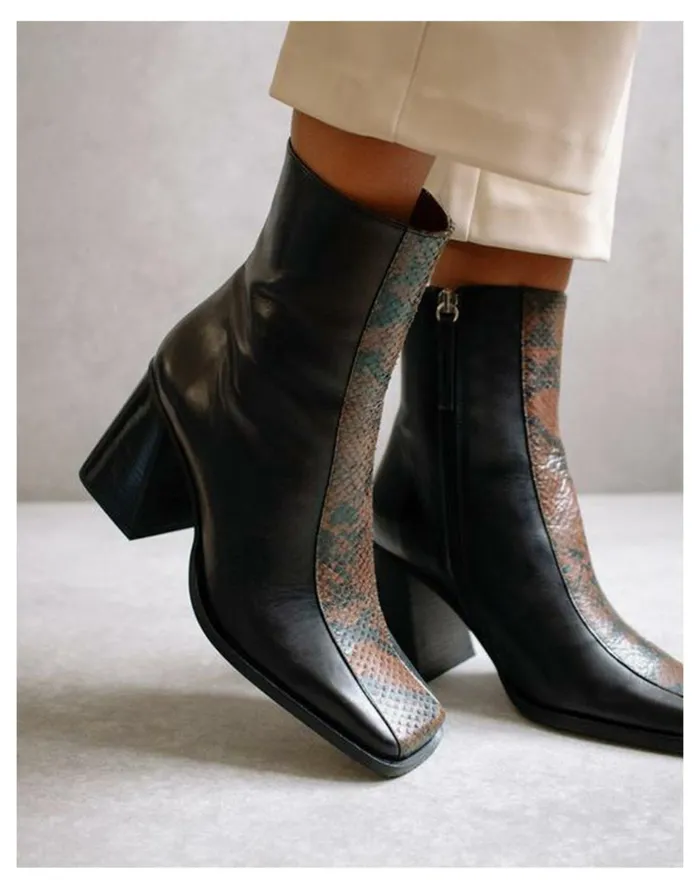 ALOHAS South Edge Black Python Black Multi Women Madewell Boots ALOHAS South Edge Black Python Black Multi Women Madewell Boots