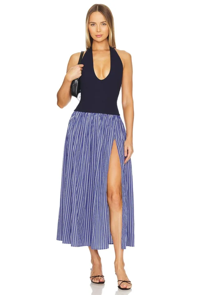 Andi Maxi Dress Navy Stripe and Solid Women Lovers Friends Dresses