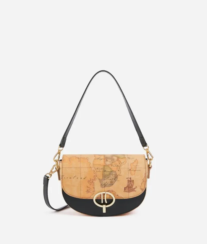 Around Geo Small Flap Reporter Bag Black Woman Alviero Martini Crossbody Bags