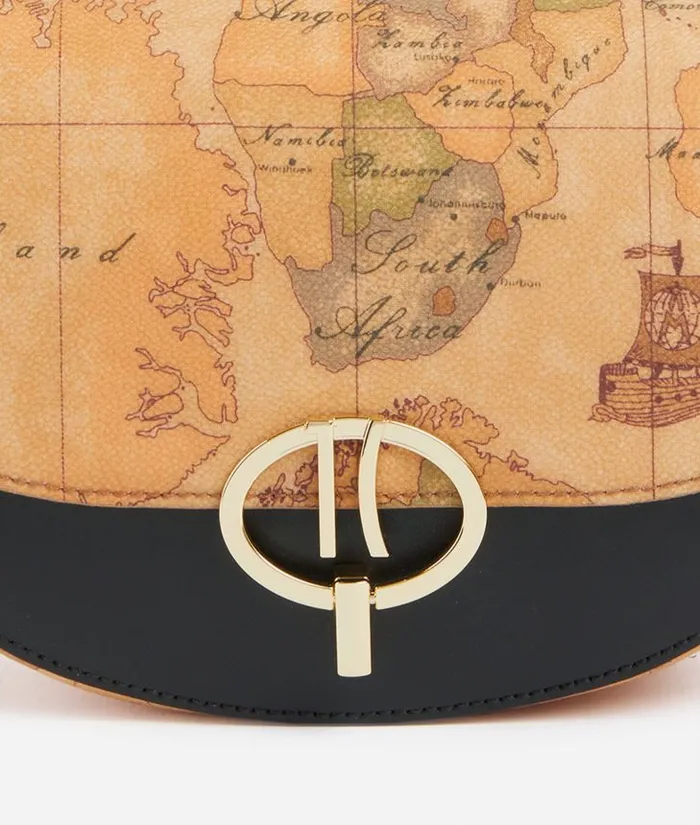Around Geo Small Flap Reporter Bag Black Woman Alviero Martini Crossbody Bags