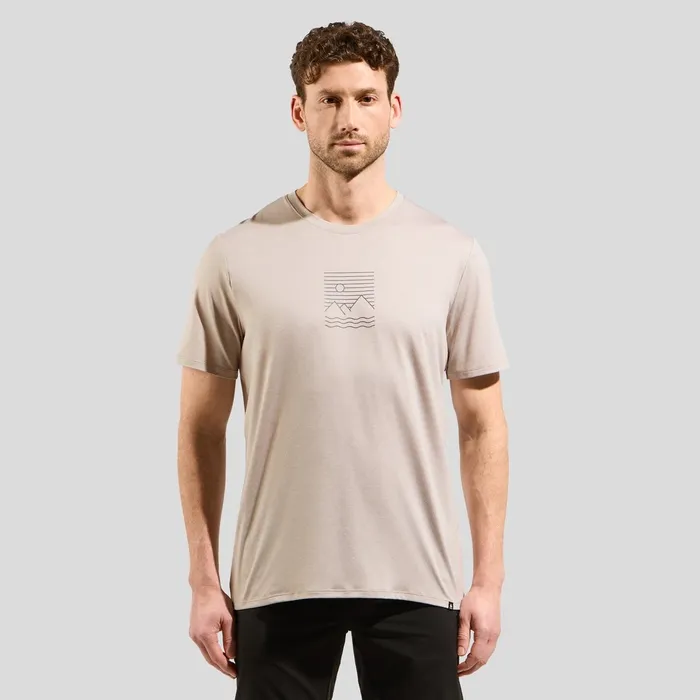 Ascent Sun Sea Mountains Tshirt Silver Cloud Melange Men Odlo TShirts and Polos