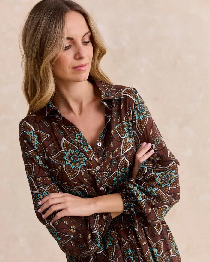 Ash Shirt Dress Brown Women Polin Et Moi Dresses And Jumpsuits