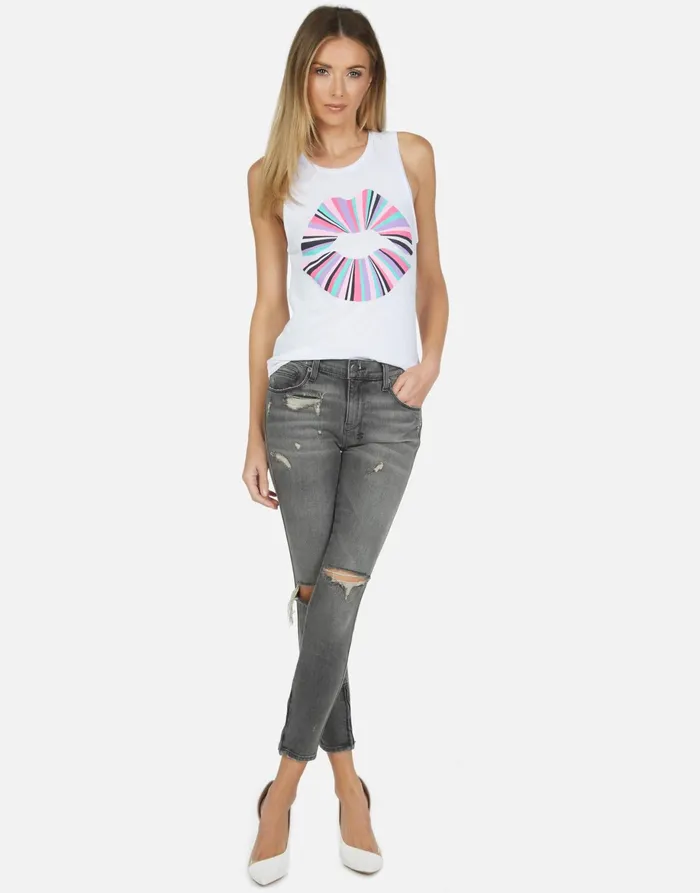 Ashlin Rainbow Ray Lip Tank White Women039s Lauren Moshi Tanks