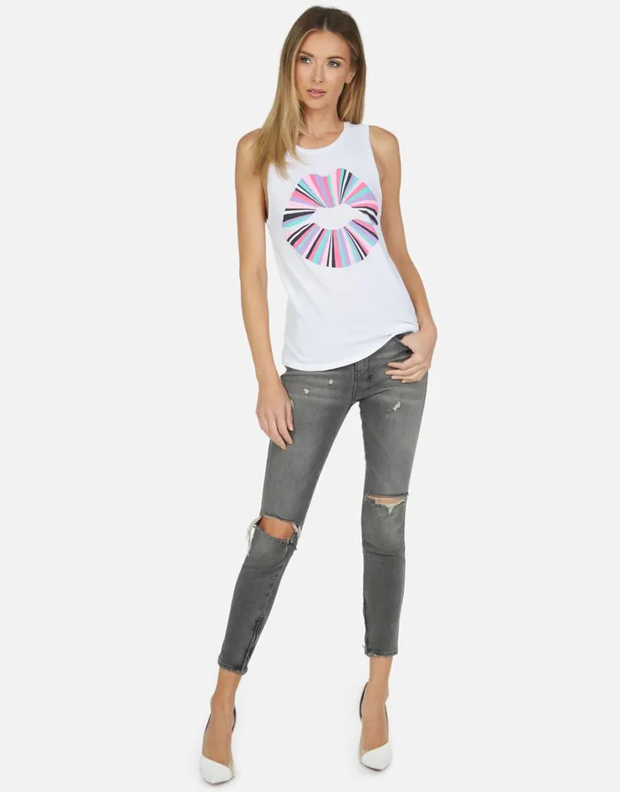 Ashlin Rainbow Ray Lip Tank White Women039s Lauren Moshi Tanks