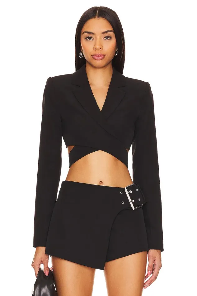 August Wrap Blazer Black Women Lovers Friends Jackets and Coats